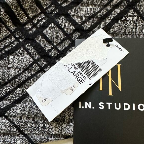 I.N. Studio Sweater Tunic Top Black Gray Cowl Neck 3/4 Sleeve Oversized XL NEW - Picture 10 of 12